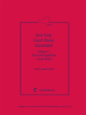 cover image of New York Court Rules Annotated